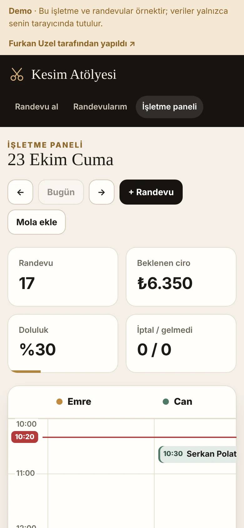 Telefonda işletme paneli